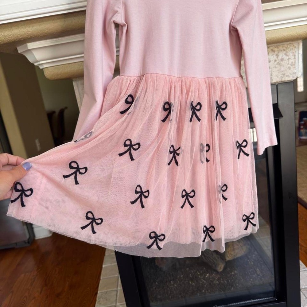 Hanna Andersson Pink Tulle Skirt with Black Bows Dress size 4T - Picture 2 of 5